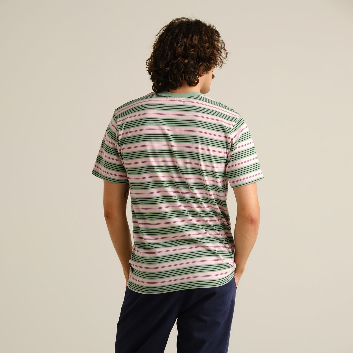 T-shirt Stockholm Stripes Retro Stripe Granite Green