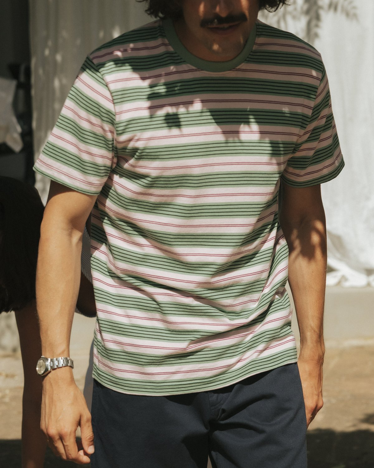 T-shirt Stockholm Retro Stripe Granite Green