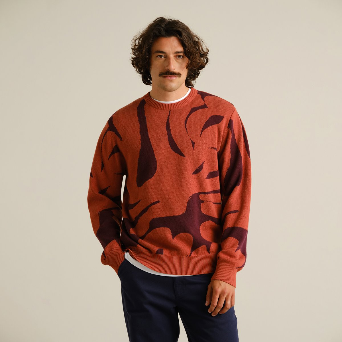Sweater Mora Abstract Coral Fig Red