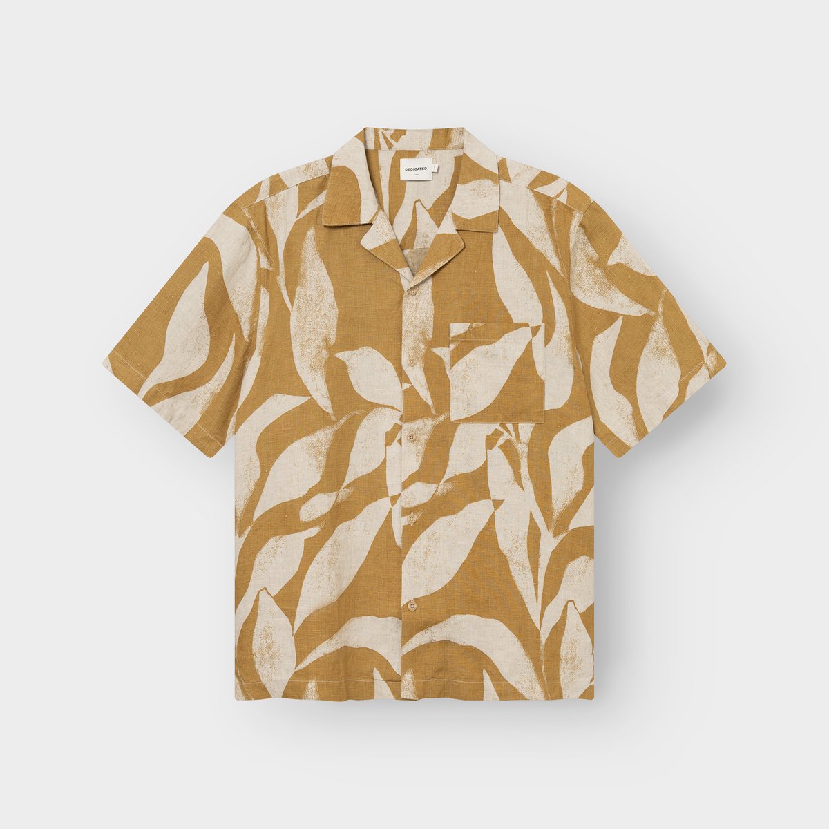 Shirt Marstrand Linen Abstract Leaf Bronze Yellow