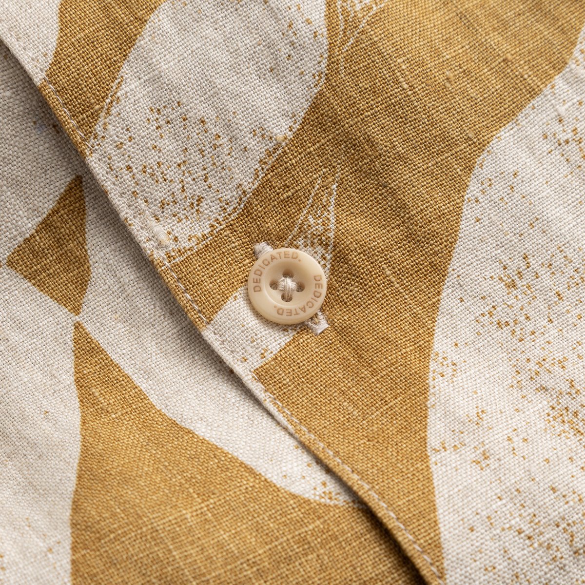 Shirt Marstrand Linen Abstract Leaf Bronze Yellow