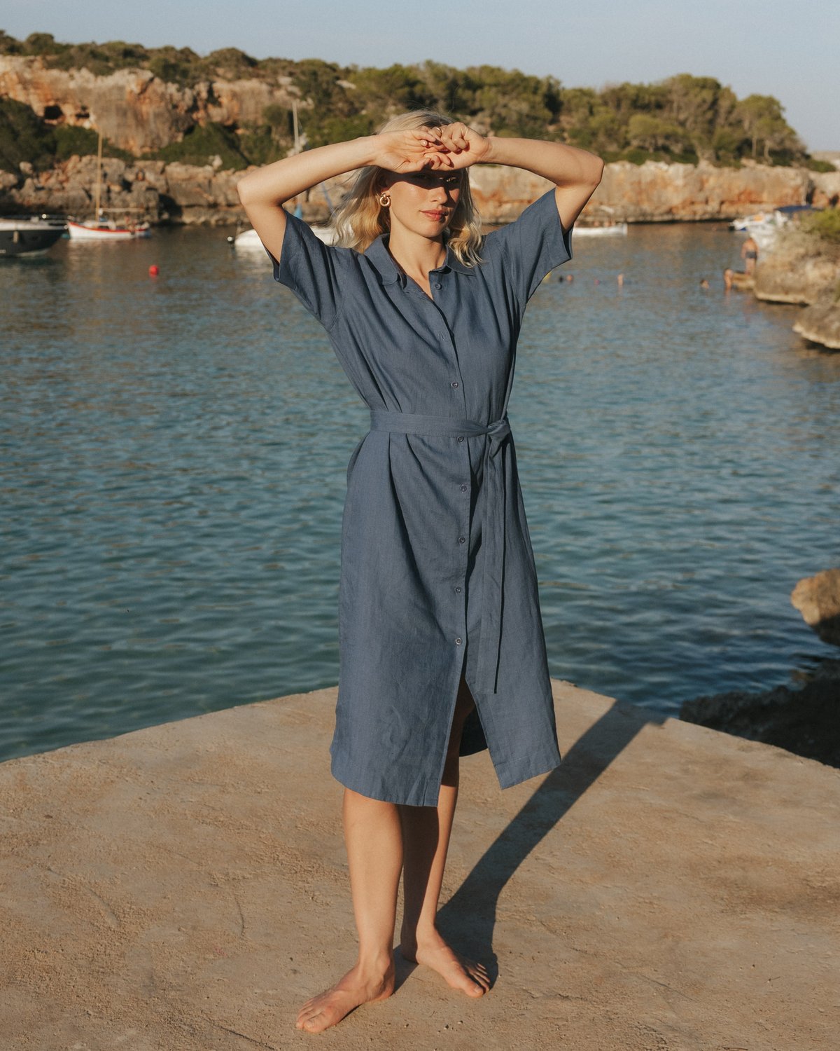 Shirt Dress Ripa Linen True Blue