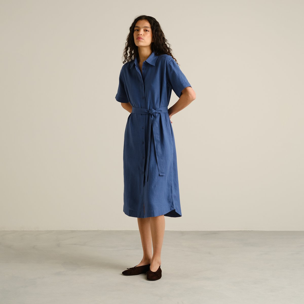 Shirt Dress Ripa Linen True Blue