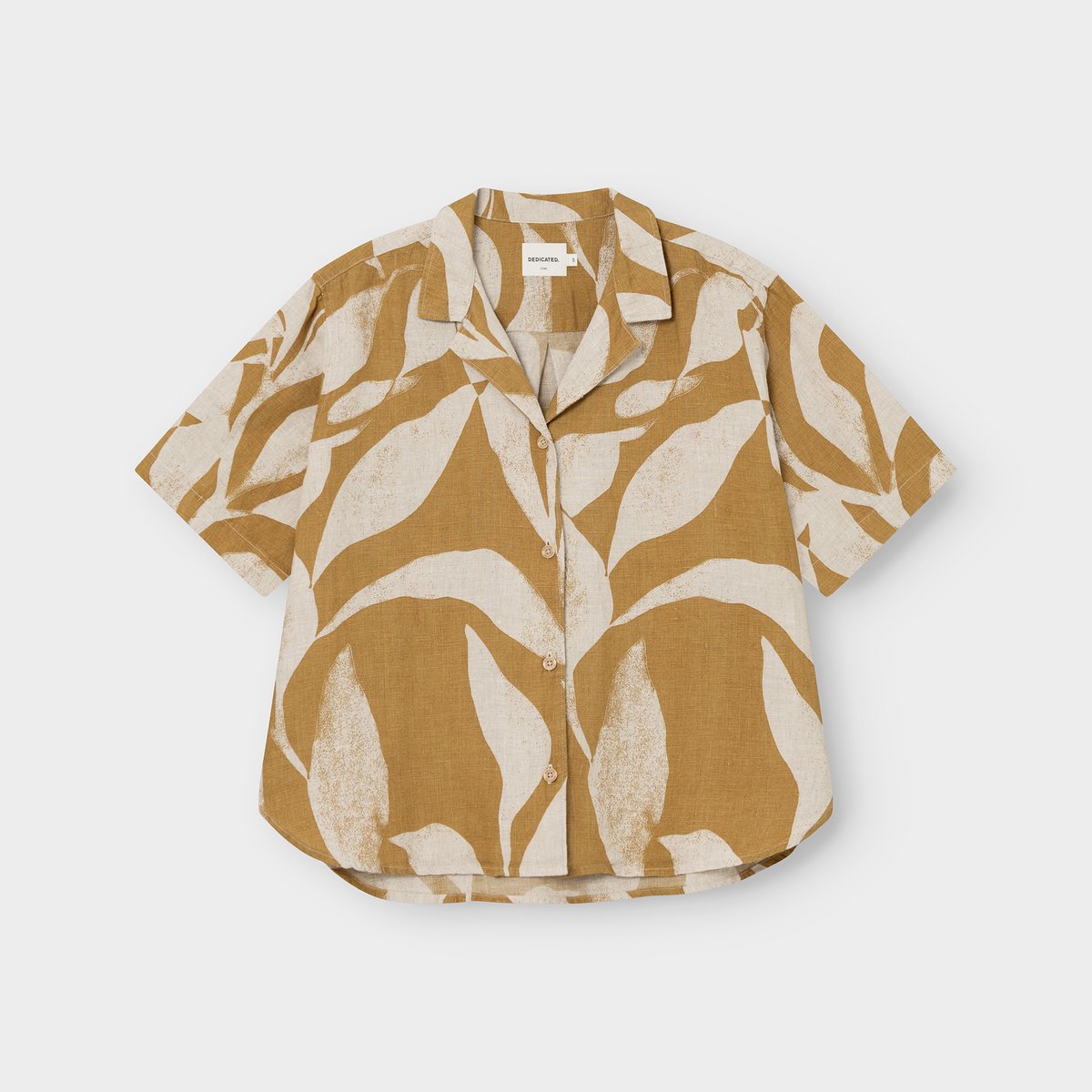 Shirt Torup Linen Abstract Leaf Bronze Yellow