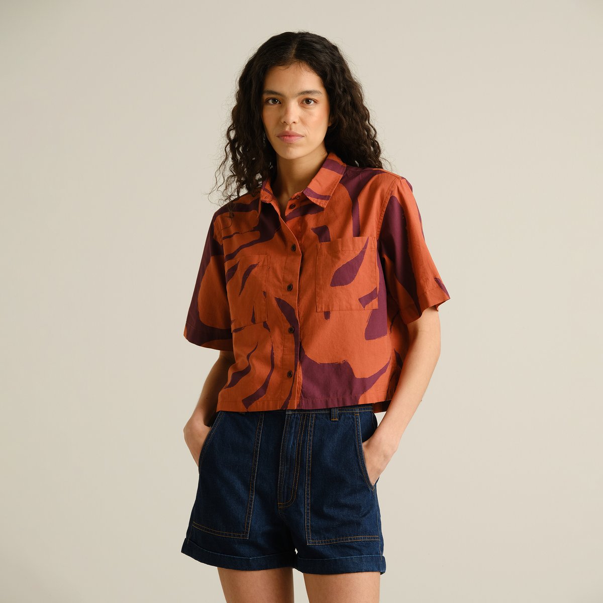 Shirt Grundvik Abstract Coral Fig Red