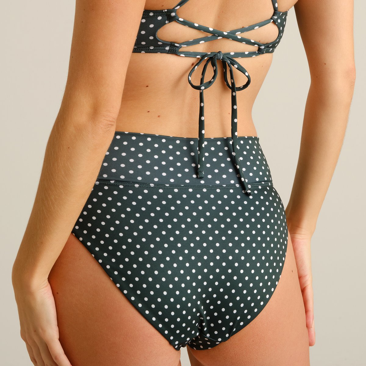 Bikini Pants Slite Polkadots Dark Green