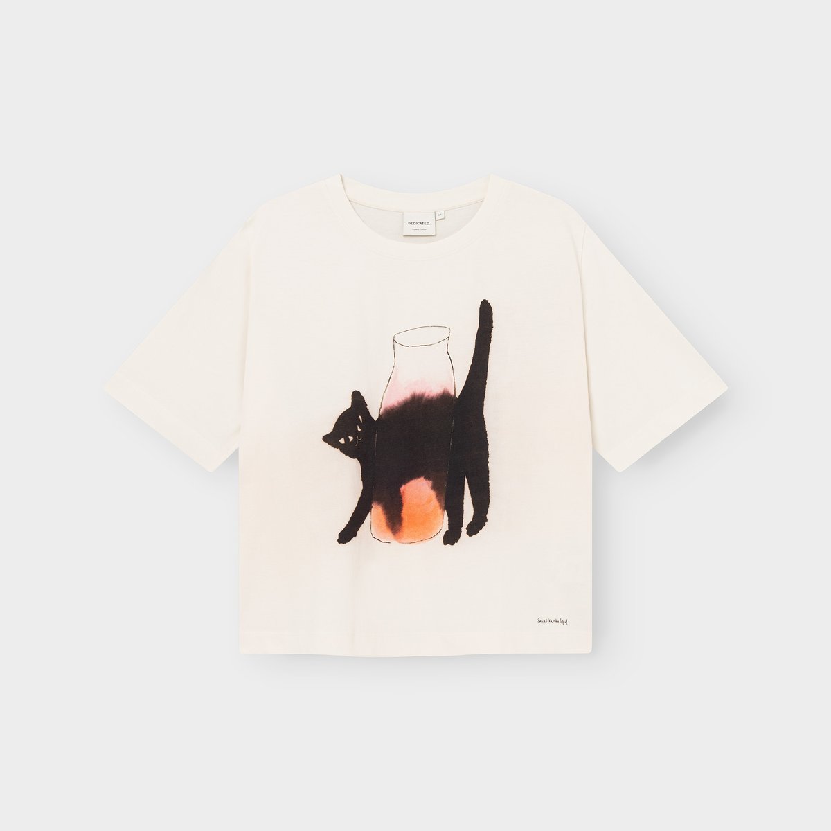 T-shirt Vadstena Black Ink Cat Off-White