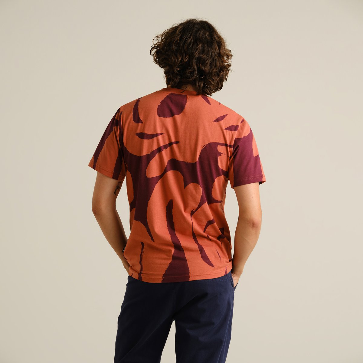 T-shirt Stockholm Abstract Coral Fig Red
