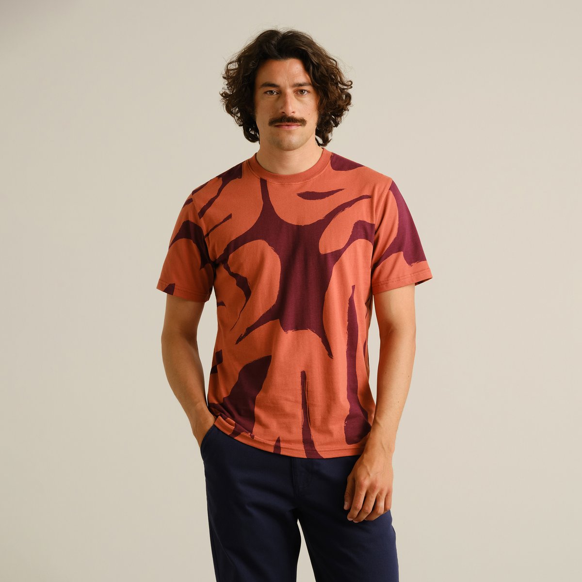 T-shirt Stockholm Abstract Coral Fig Red