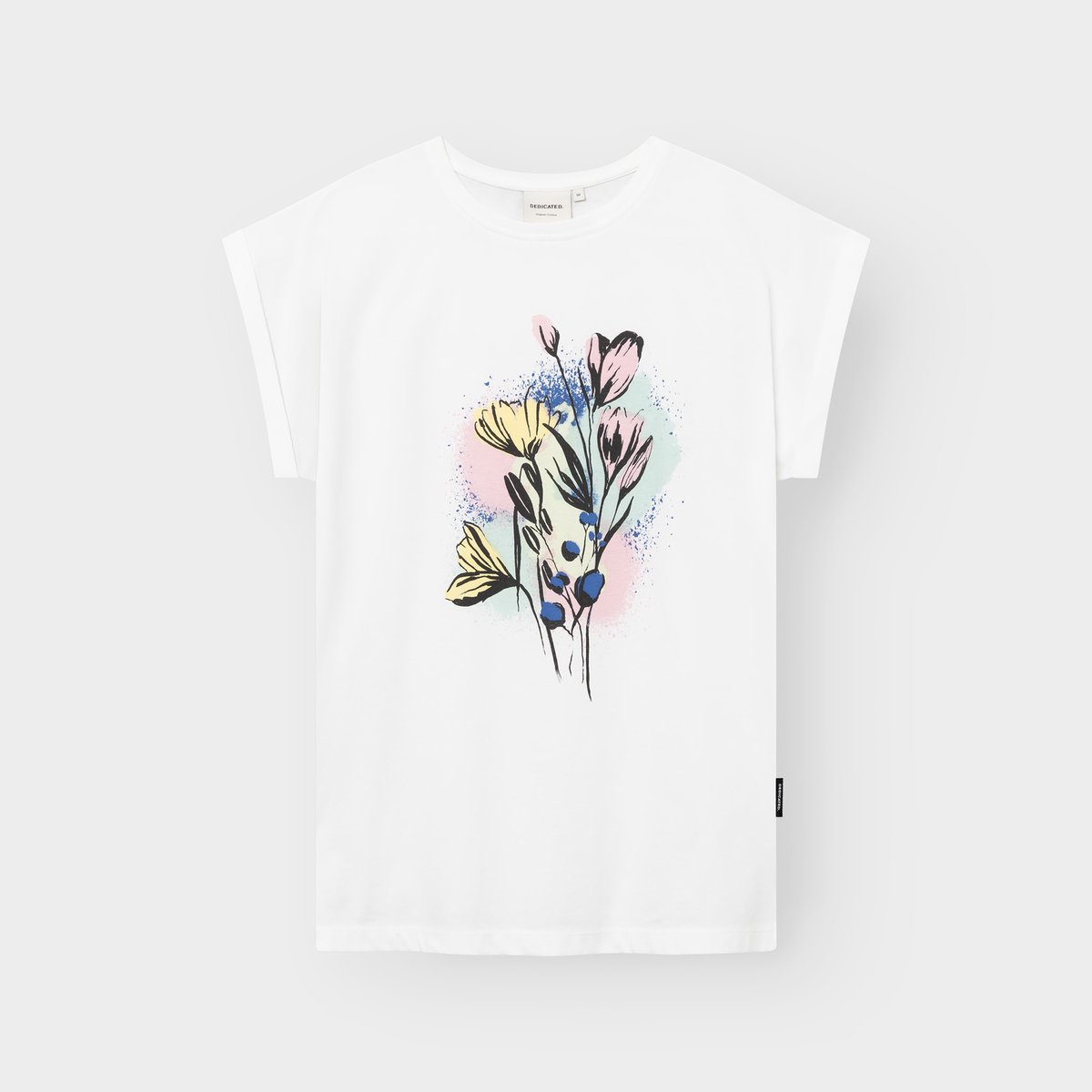 T-shirt Visby Mixed Media Flowers White