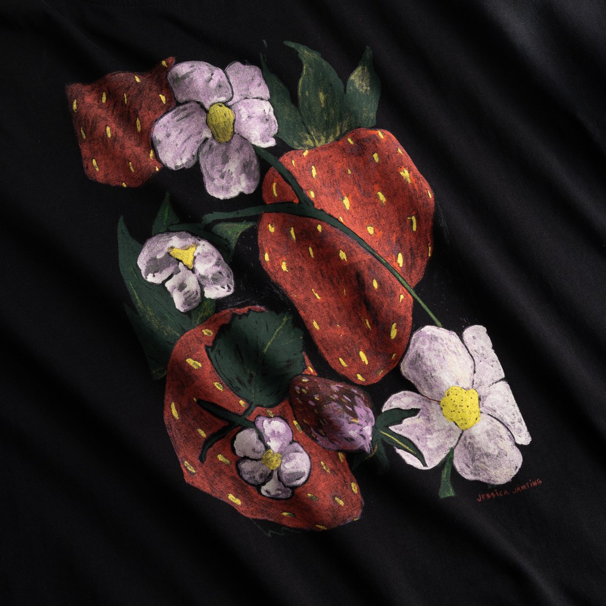 T-shirt Vadstena Strawberries Black