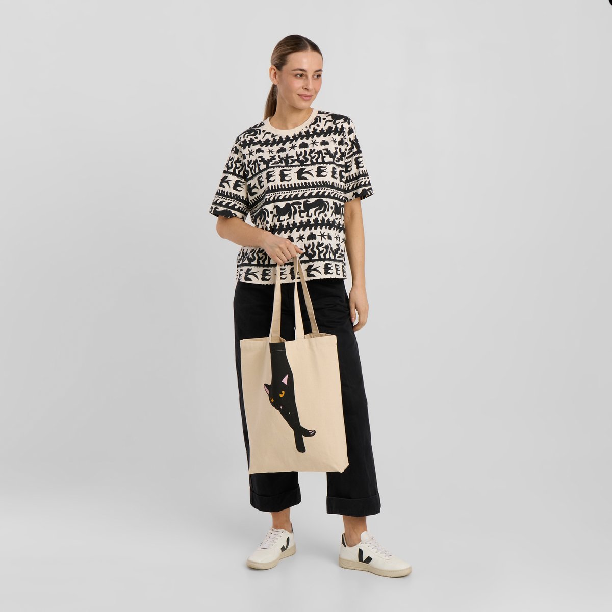 Tote Bag Torekov Long Cat Off-White