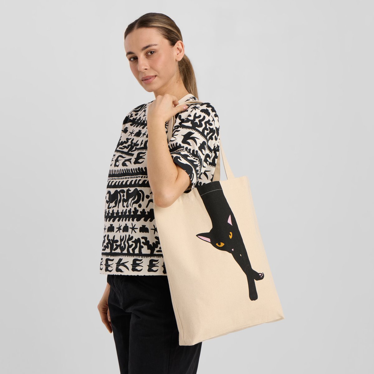 Tote Bag Torekov Long Cat Off-White