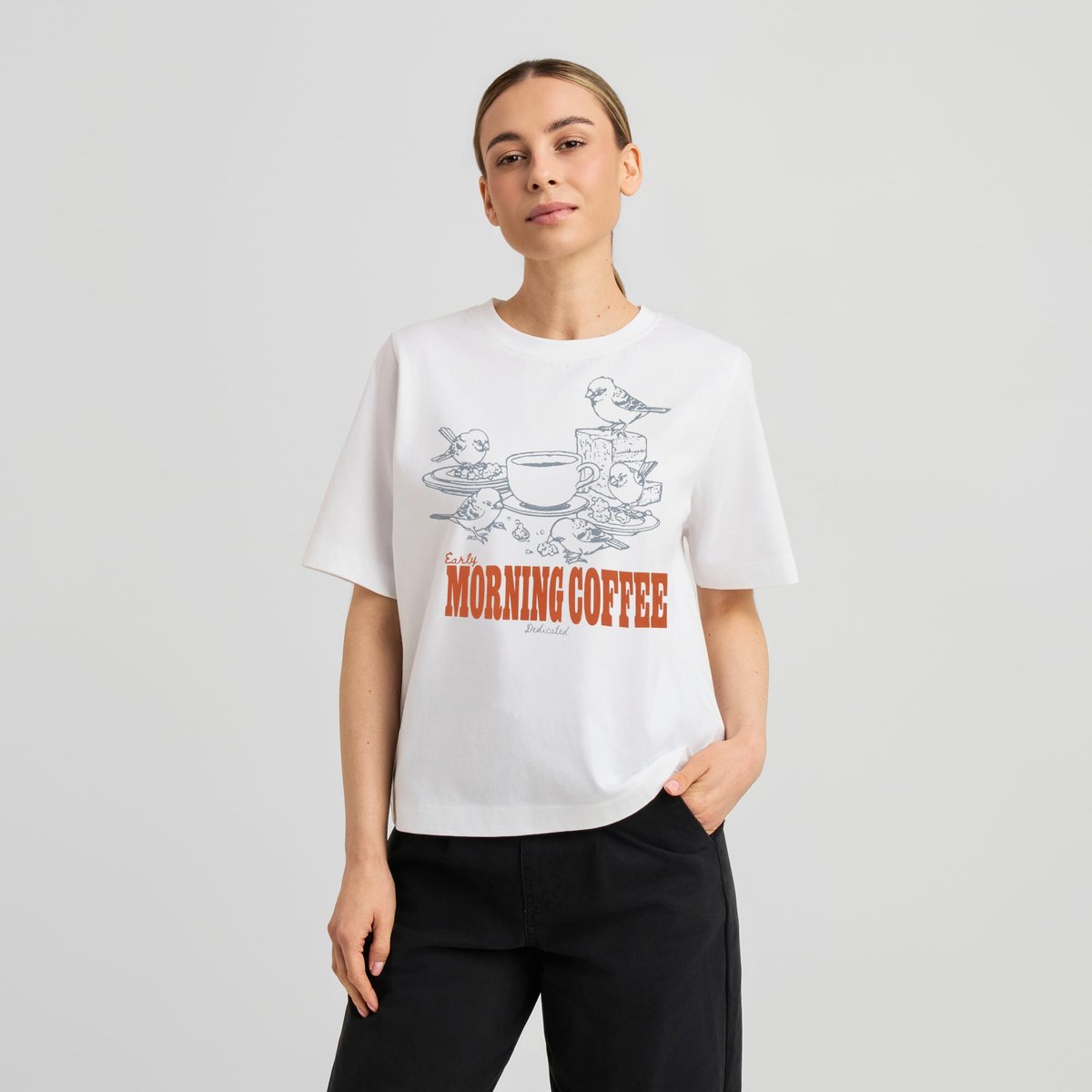 T-shirt Vadstena Morning Coffee White