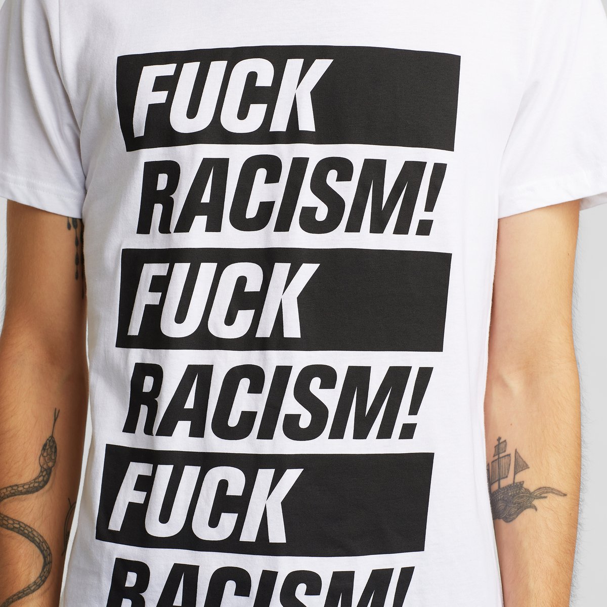 T-shirt Stockholm Fuck Racism White