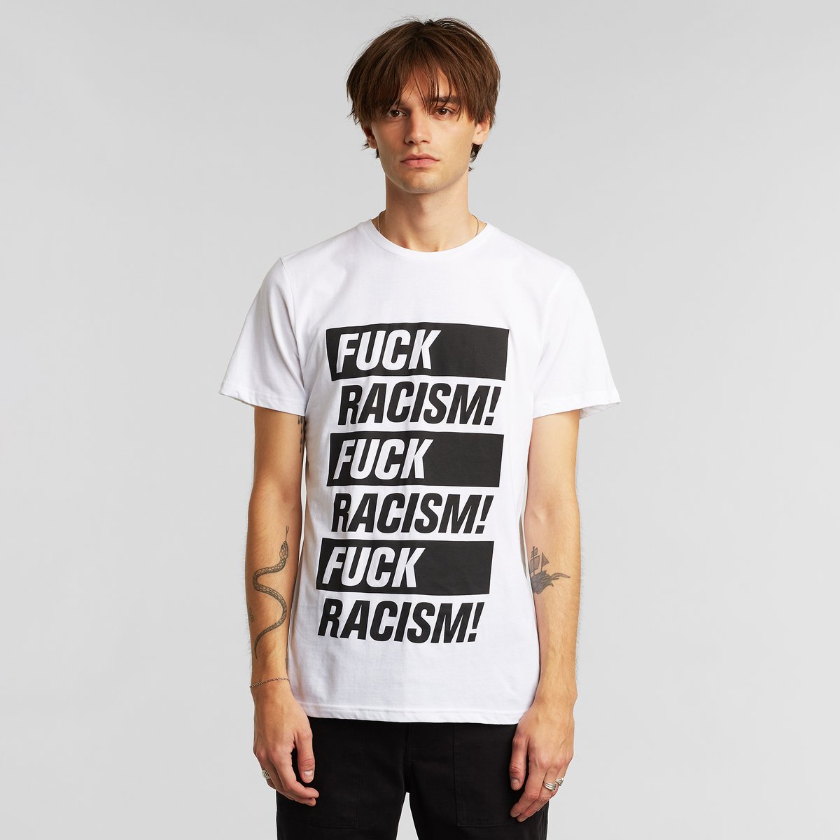 T-shirt Stockholm Fuck Racism White