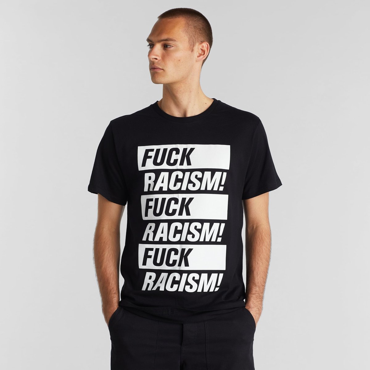T-shirt Stockholm Fuck Racism Black