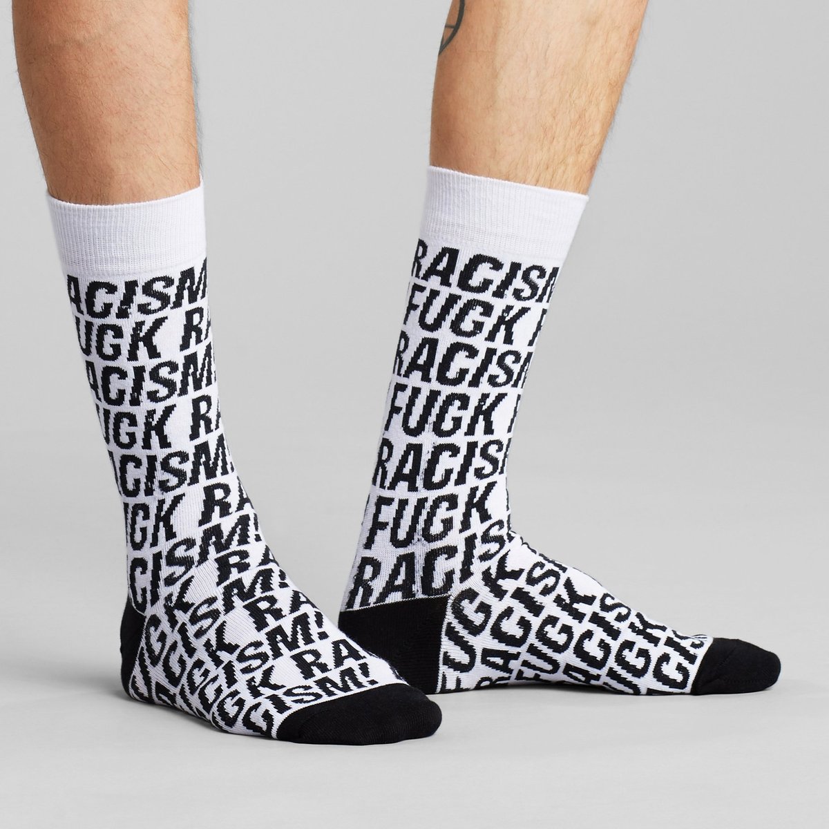 Socks Sigtuna Fuck Racism Pattern White