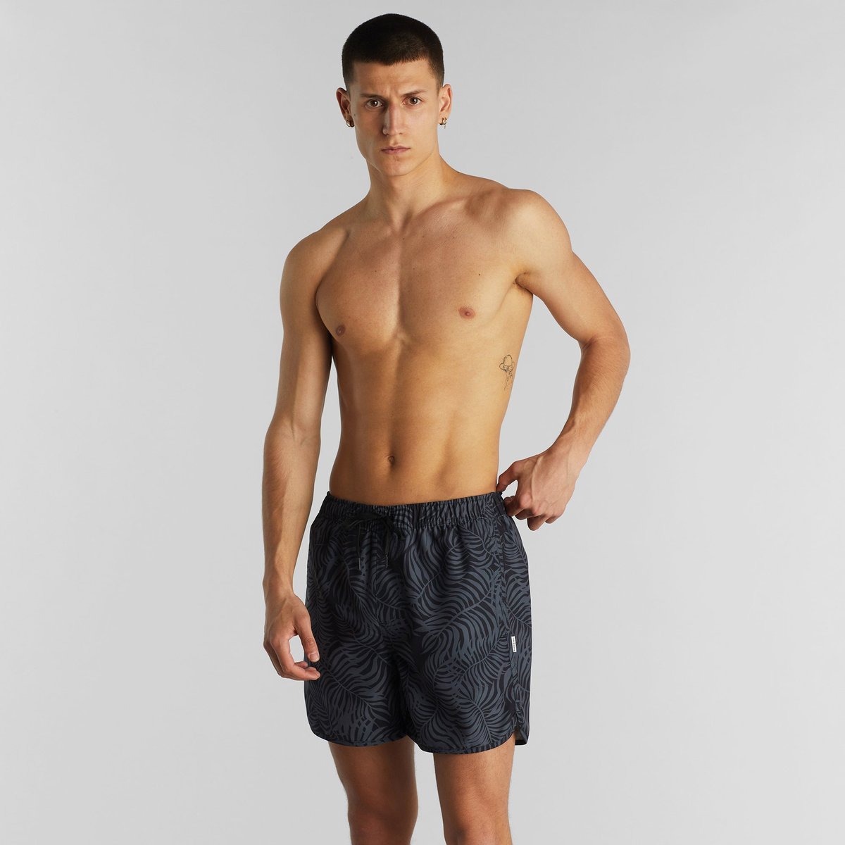 Swim Shorts Sandhamn Palm Leaves Black