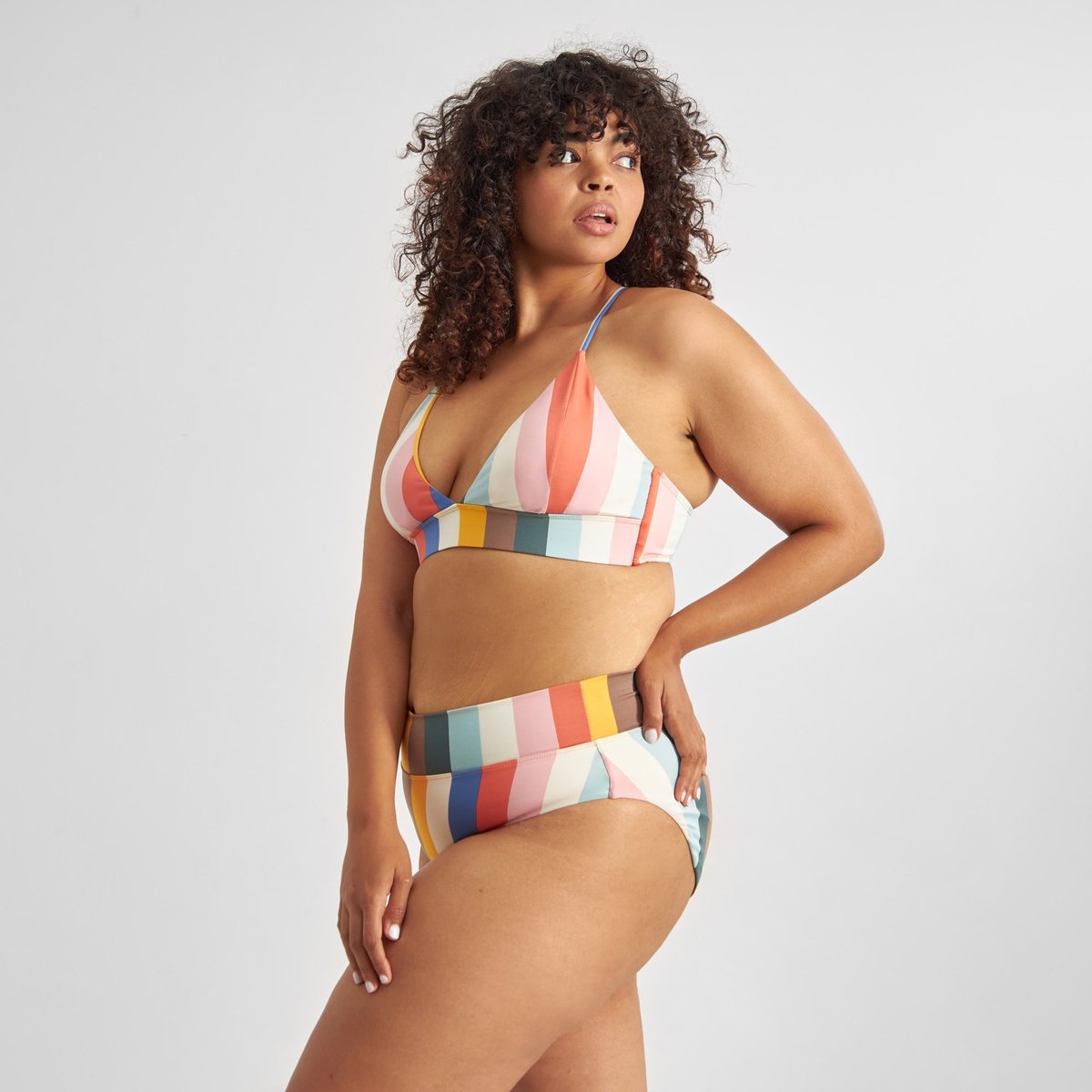 Bikini Pants Slite Stripes Multi Color