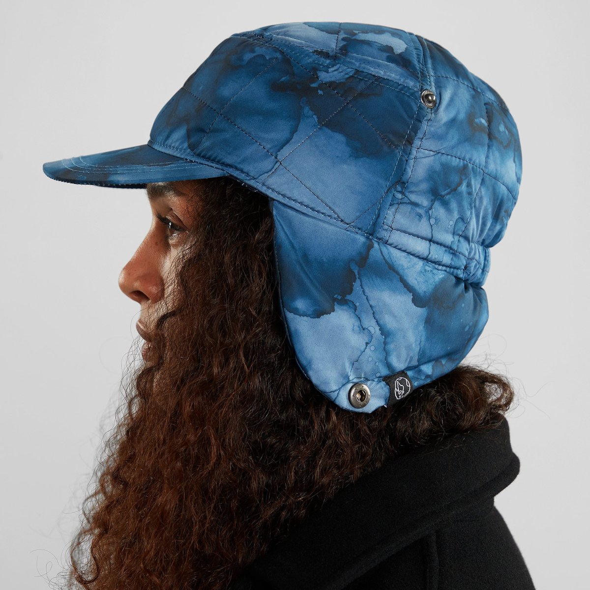 Earflap Cap Jokkmokk Abstract Ink Blue