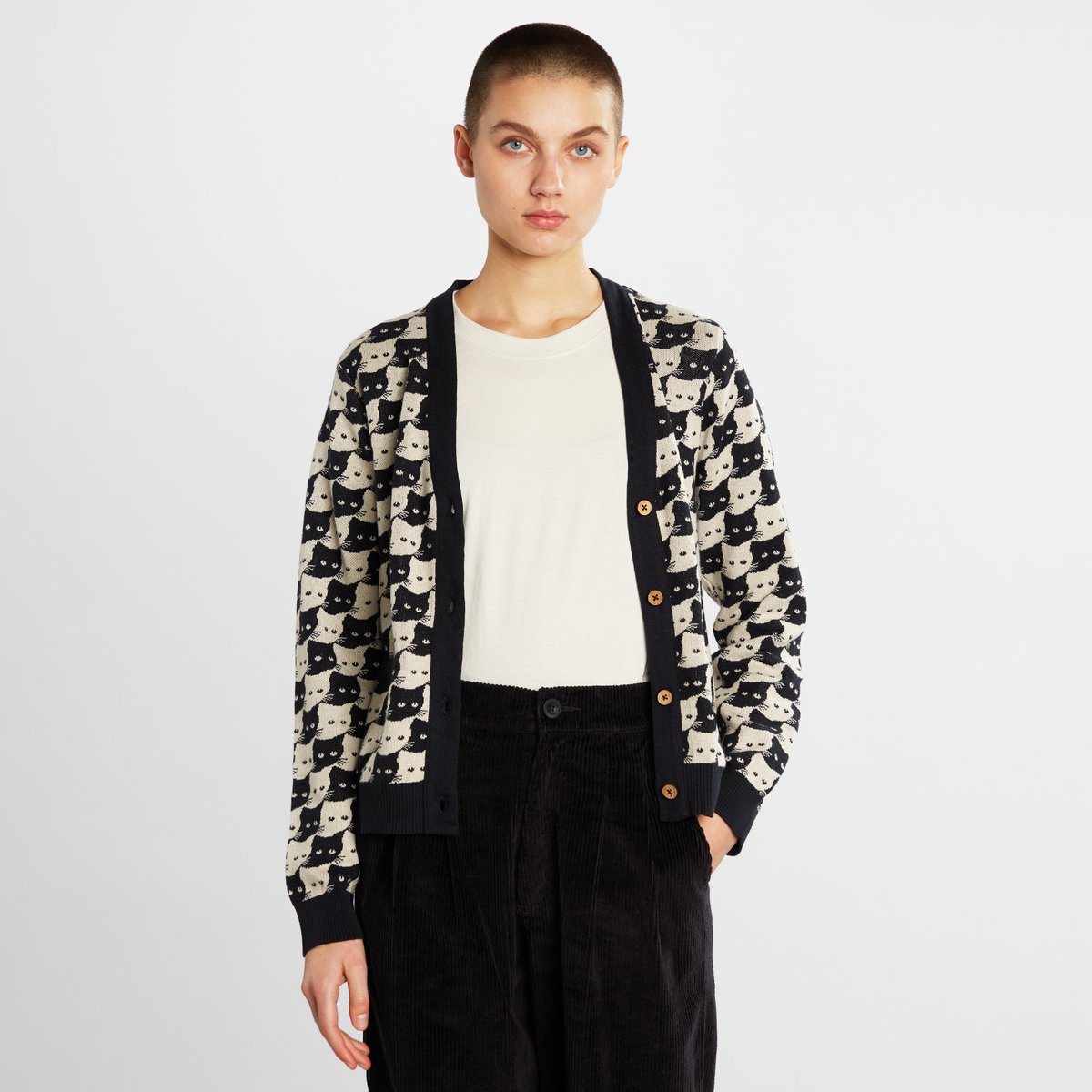 Cardigan Iggesund Pepita Cats Oat White