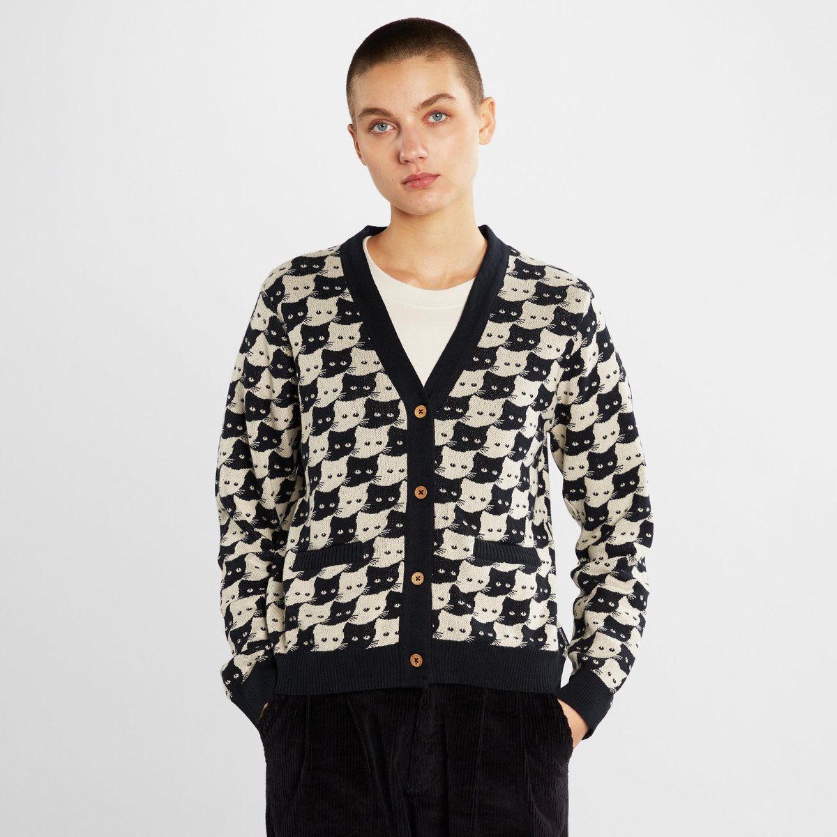 Cardigan Iggesund Pepita Cats Oat White