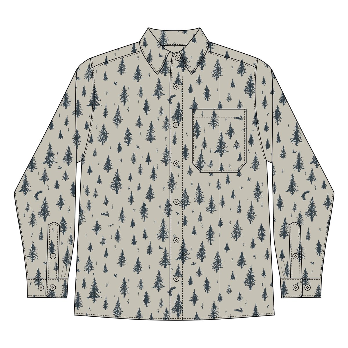 Shirt Rute Pen Forest Bone White