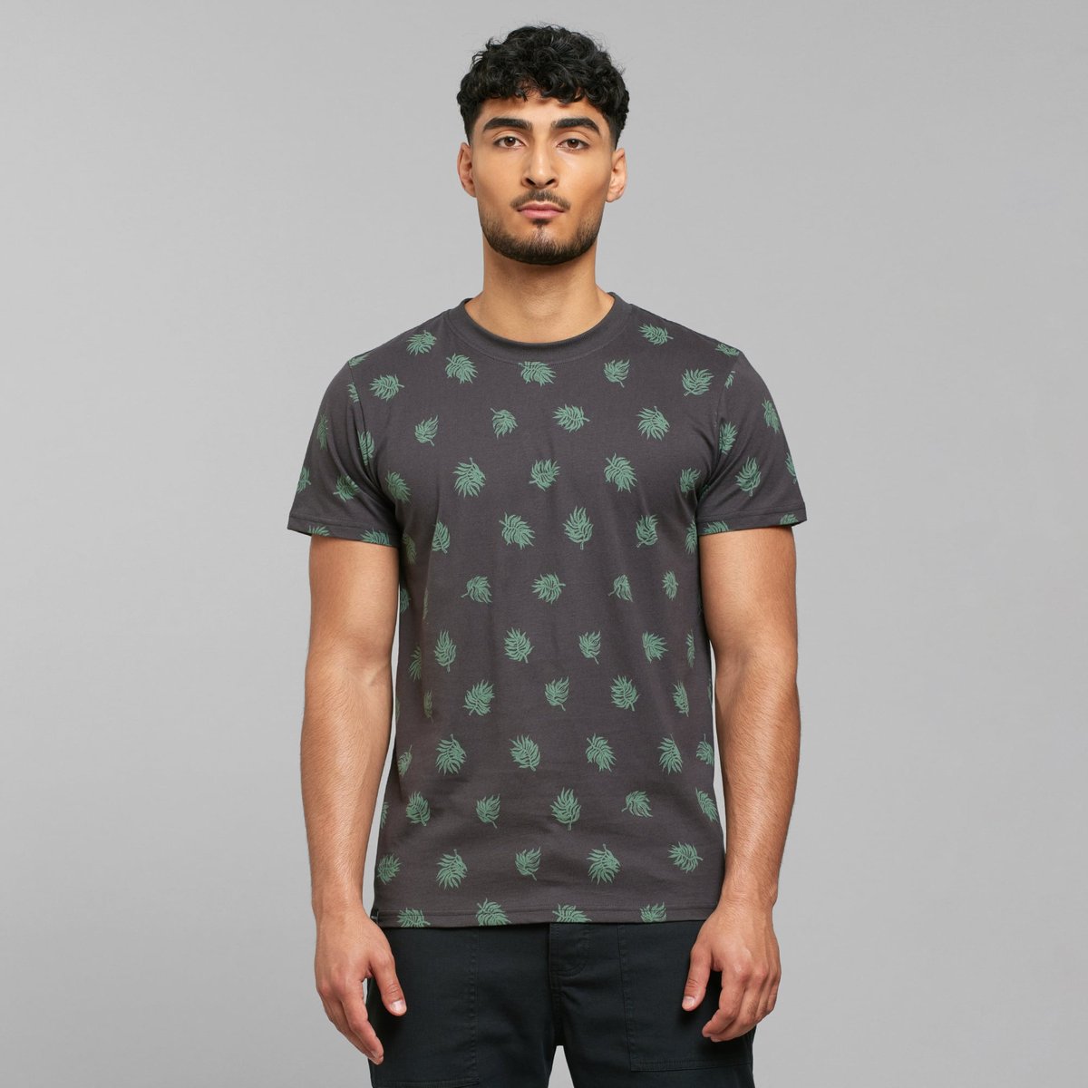 T-shirt Stockholm Leaf AOP Charcoal