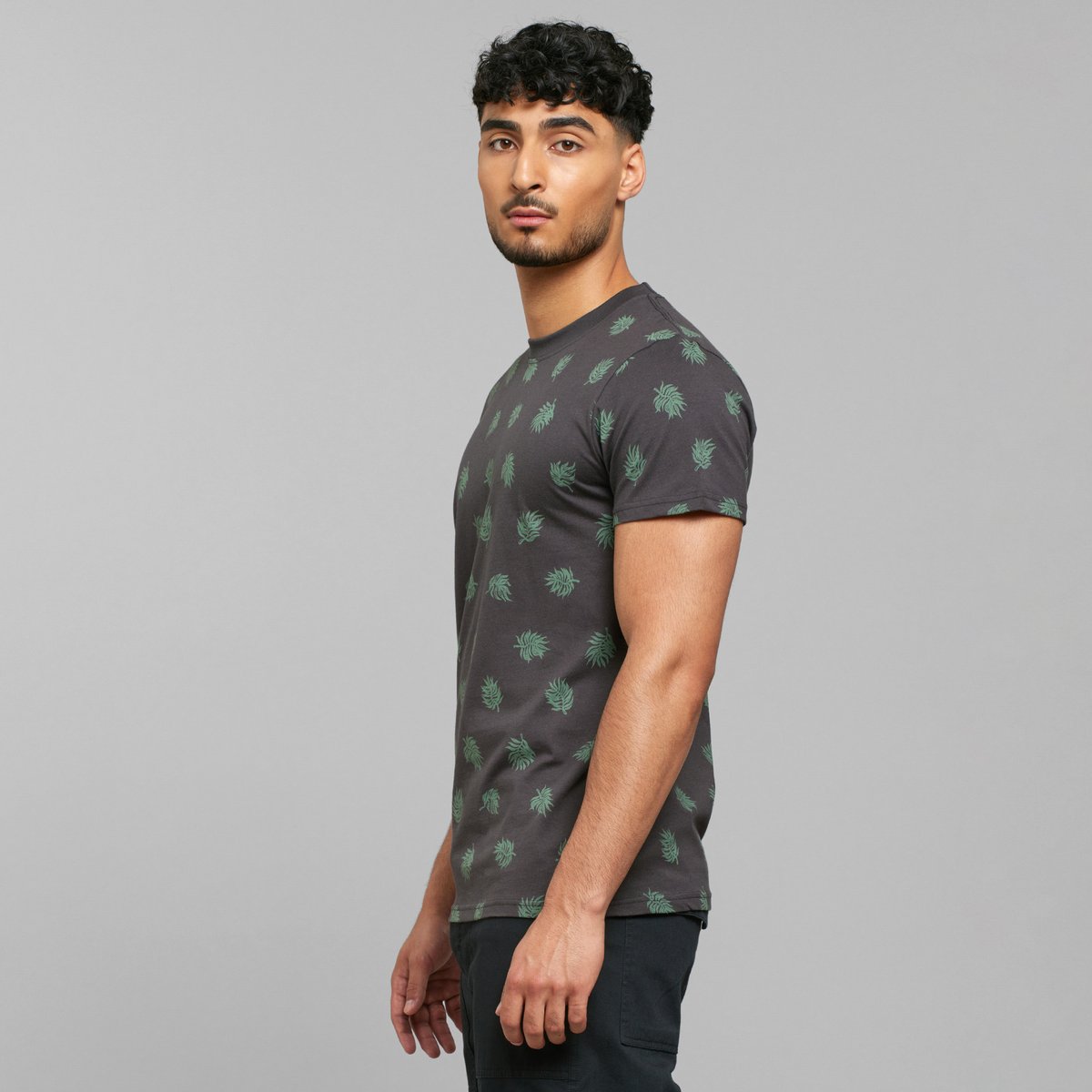 T-shirt Stockholm Leaf AOP Charcoal