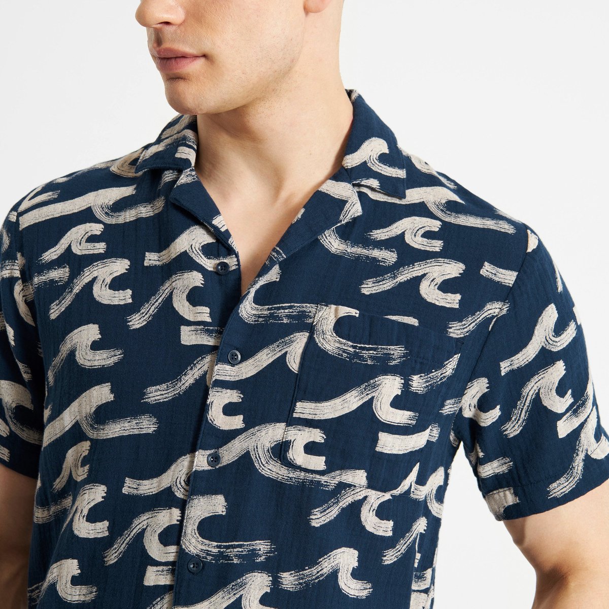Shirt Marstrand Brushed Waves Navy