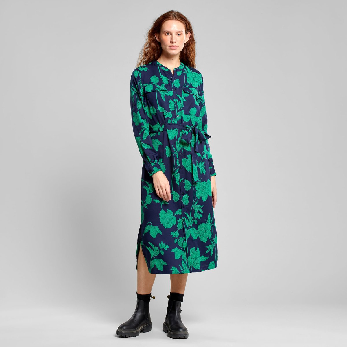 Shirt Dress Falsterbo Duotone Floral Green