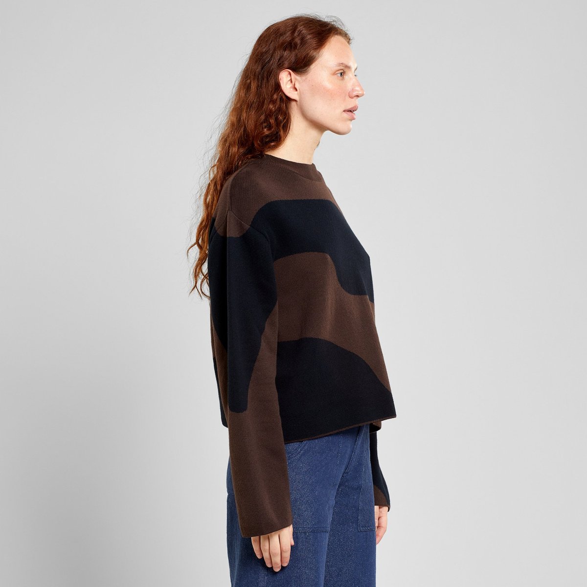 Sweater Limhamn Flowy Block Black/Coffee Brown