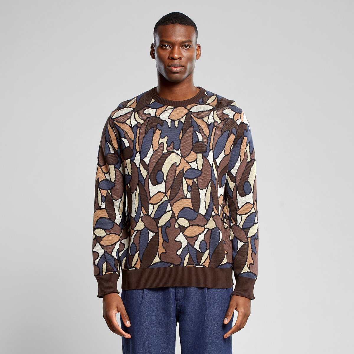 Sweater Mora Forest Leaves Coffee Brown