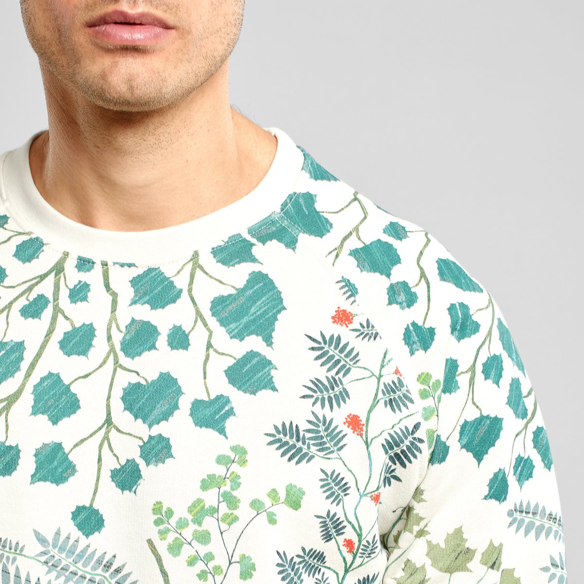 Sweatshirt Malmoe Botanical Quilt Oat White