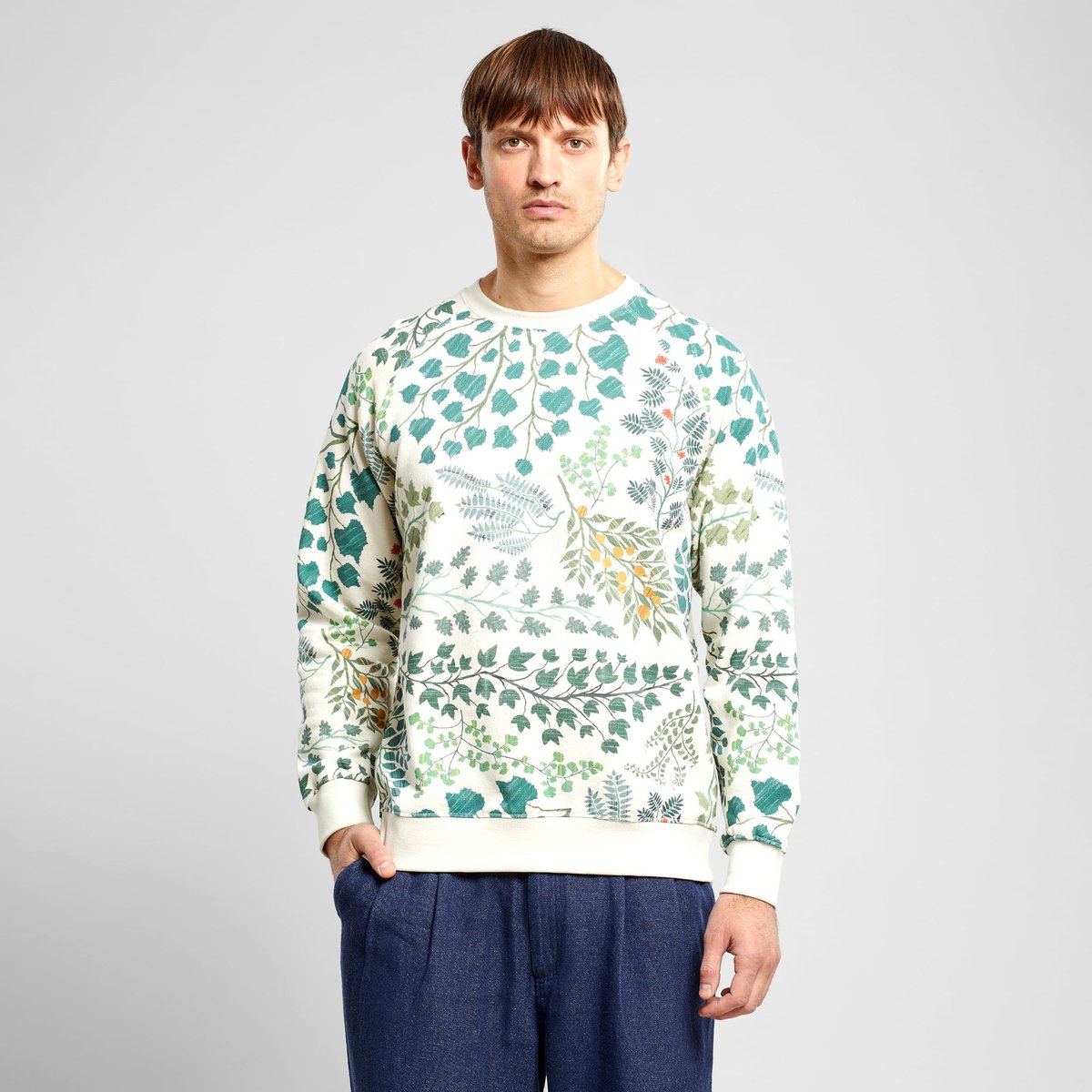Sweatshirt Malmoe Botanical Quilt Oat White