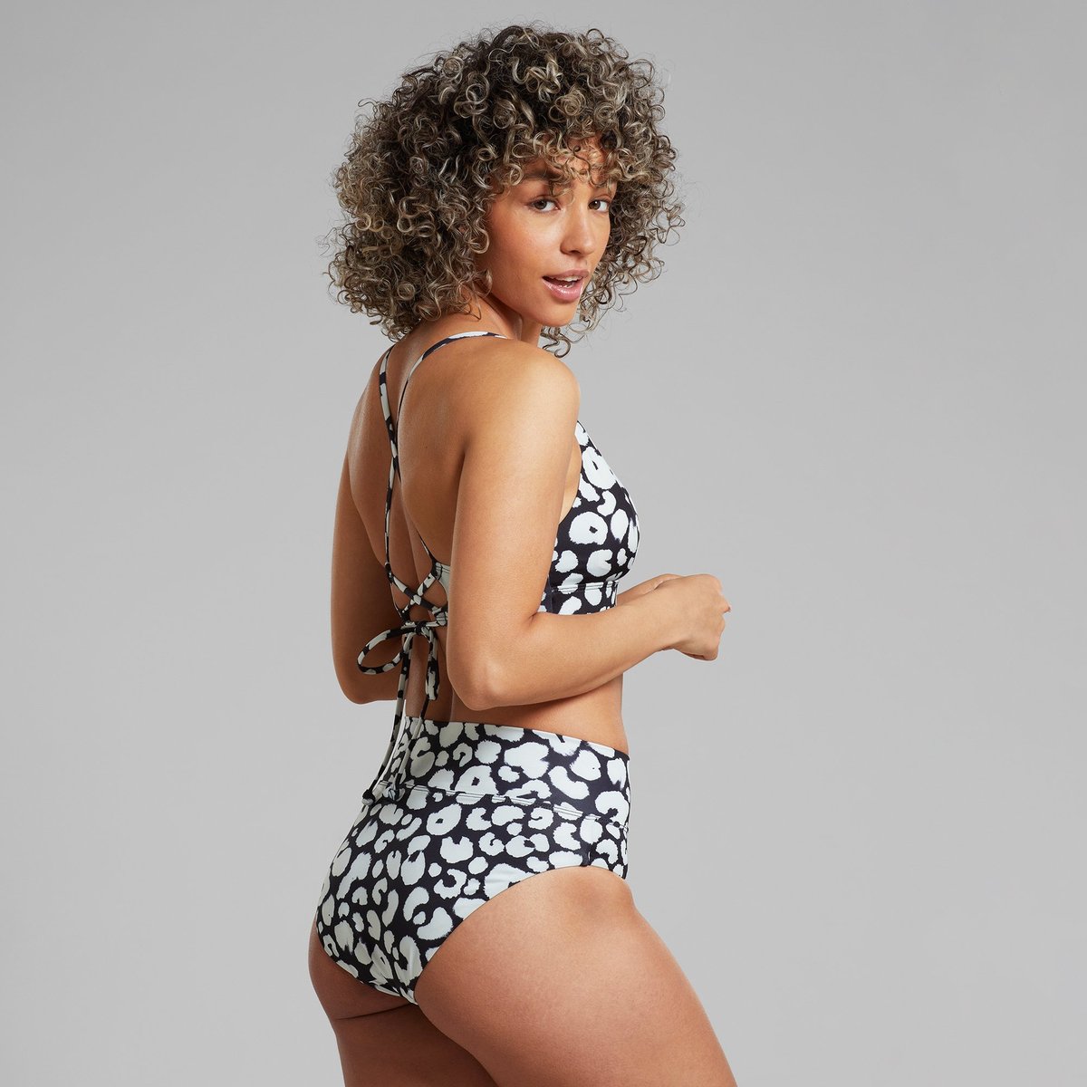 Bikini Pants Slite Painted Leopard Black