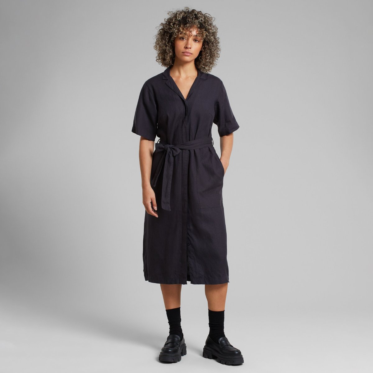 Shirt Dress Orrefors Linen Phantom Black