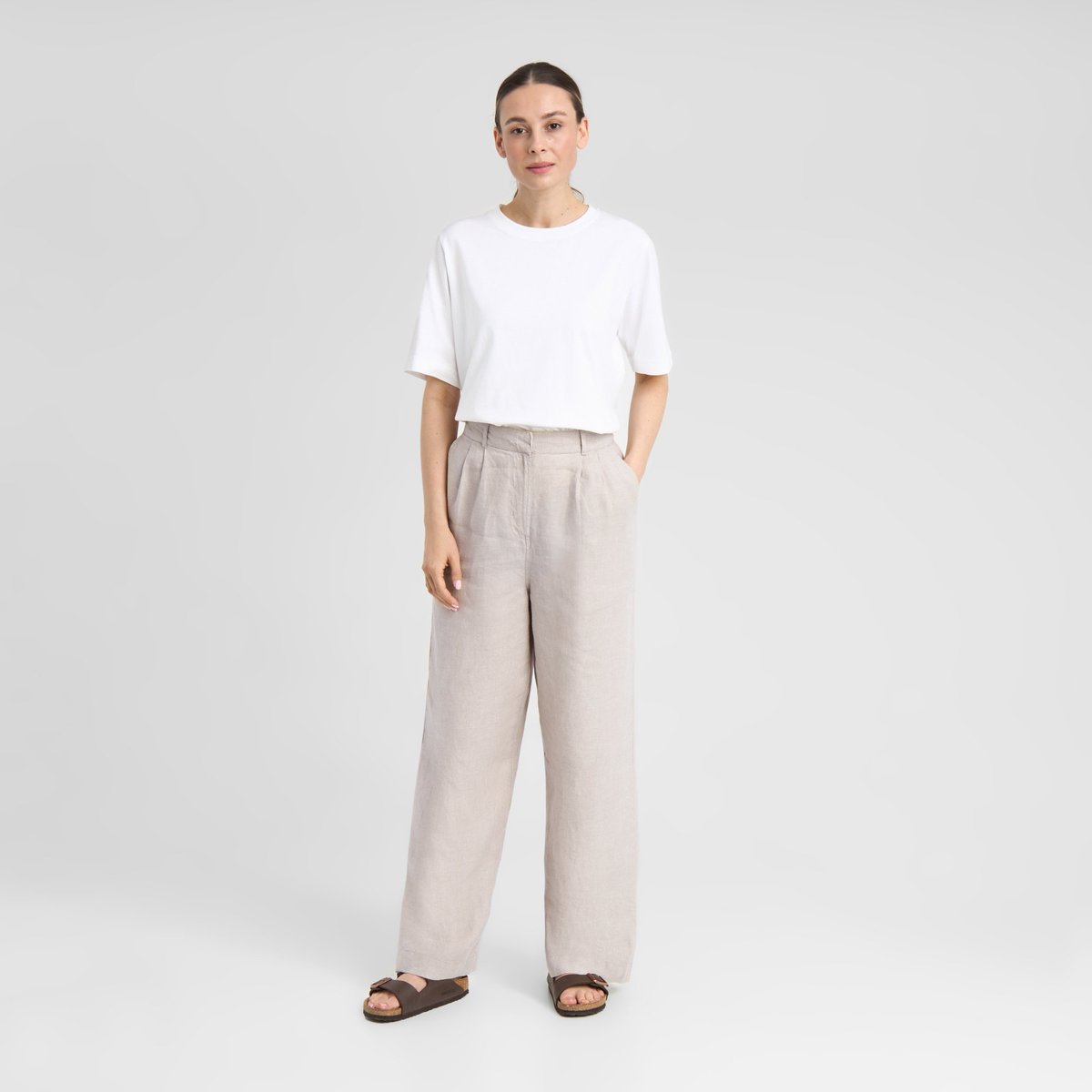 Pants Vickleby Linen Ecru