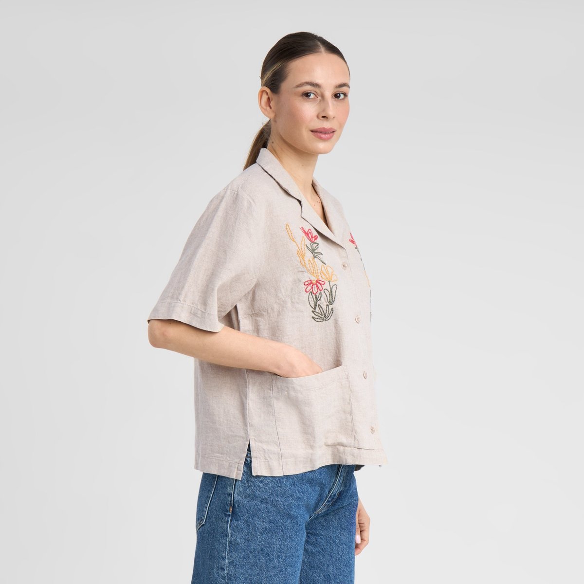 Shirt Valje Linen Emb Ecru