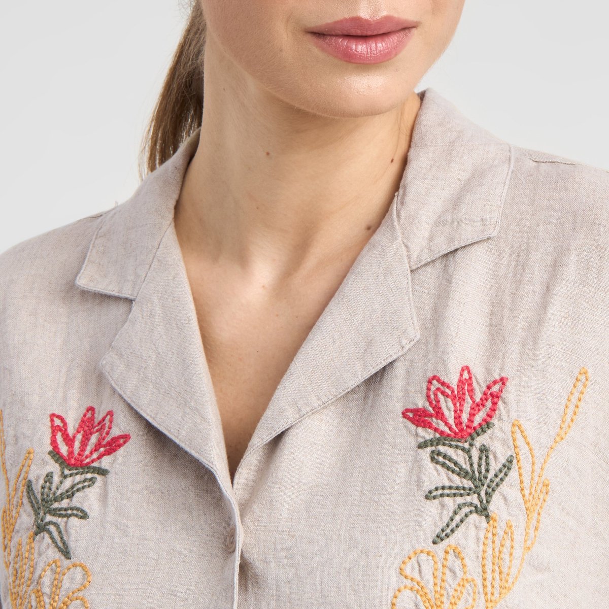 Shirt Valje Linen Emb Ecru