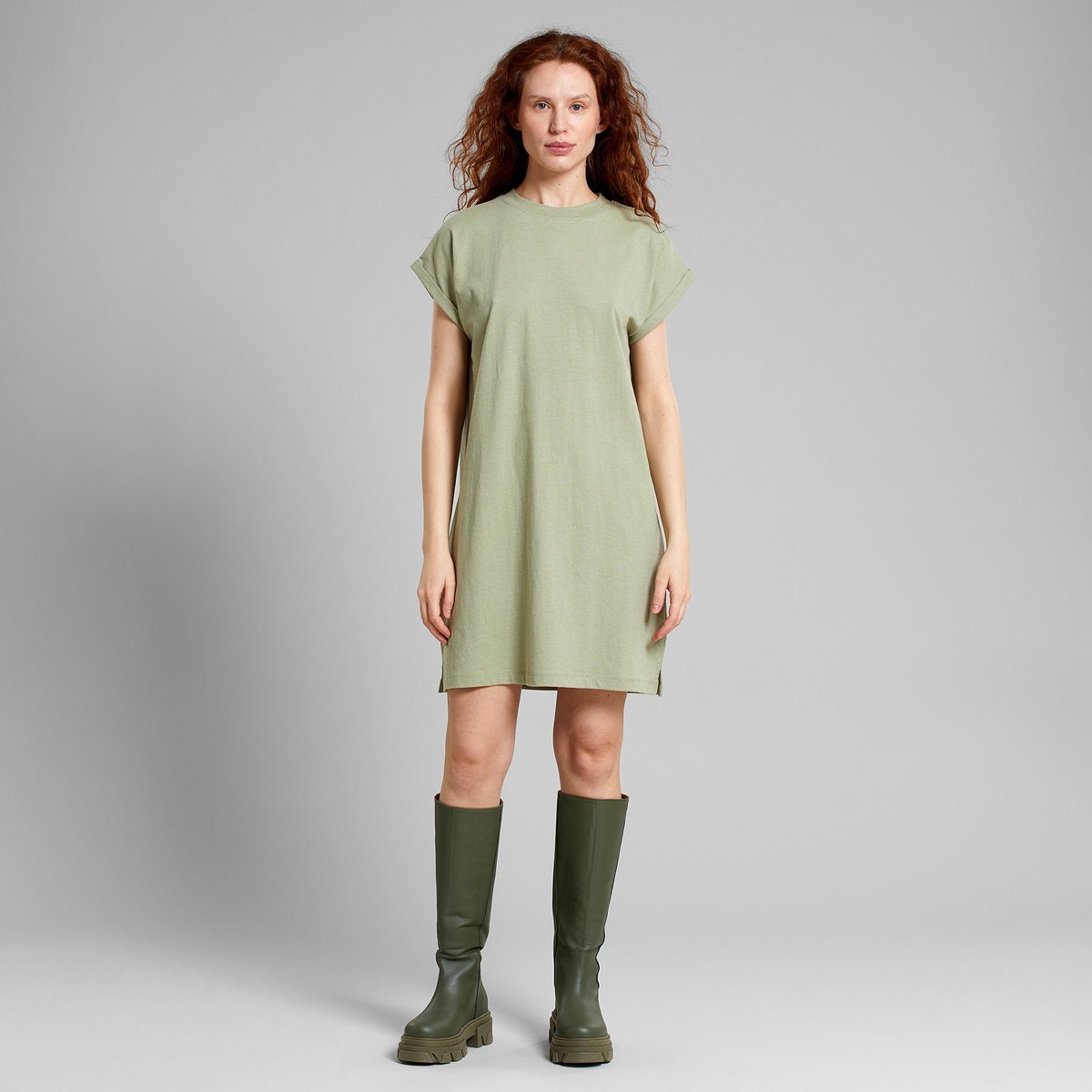 T-shirt Dress Eksta Hemp Tea Green