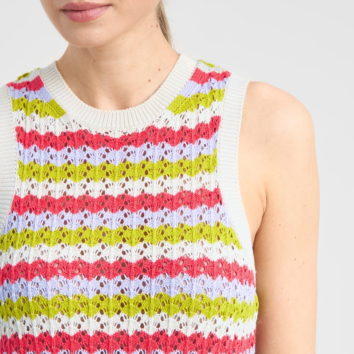Knitted Dress Kramfors Crochet Stripe Multi Color