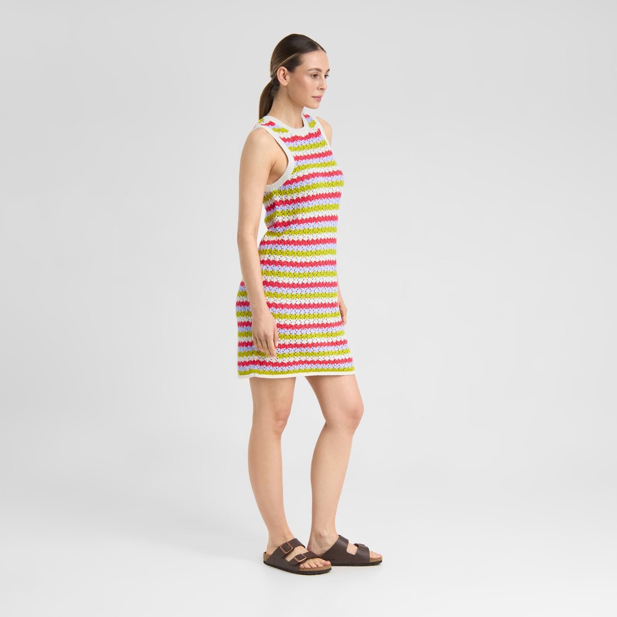 Knitted Dress Kramfors Crochet Stripe Multi Color