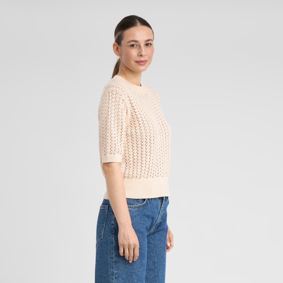 Knitted T-shirt Flen Crochet Vanilla White