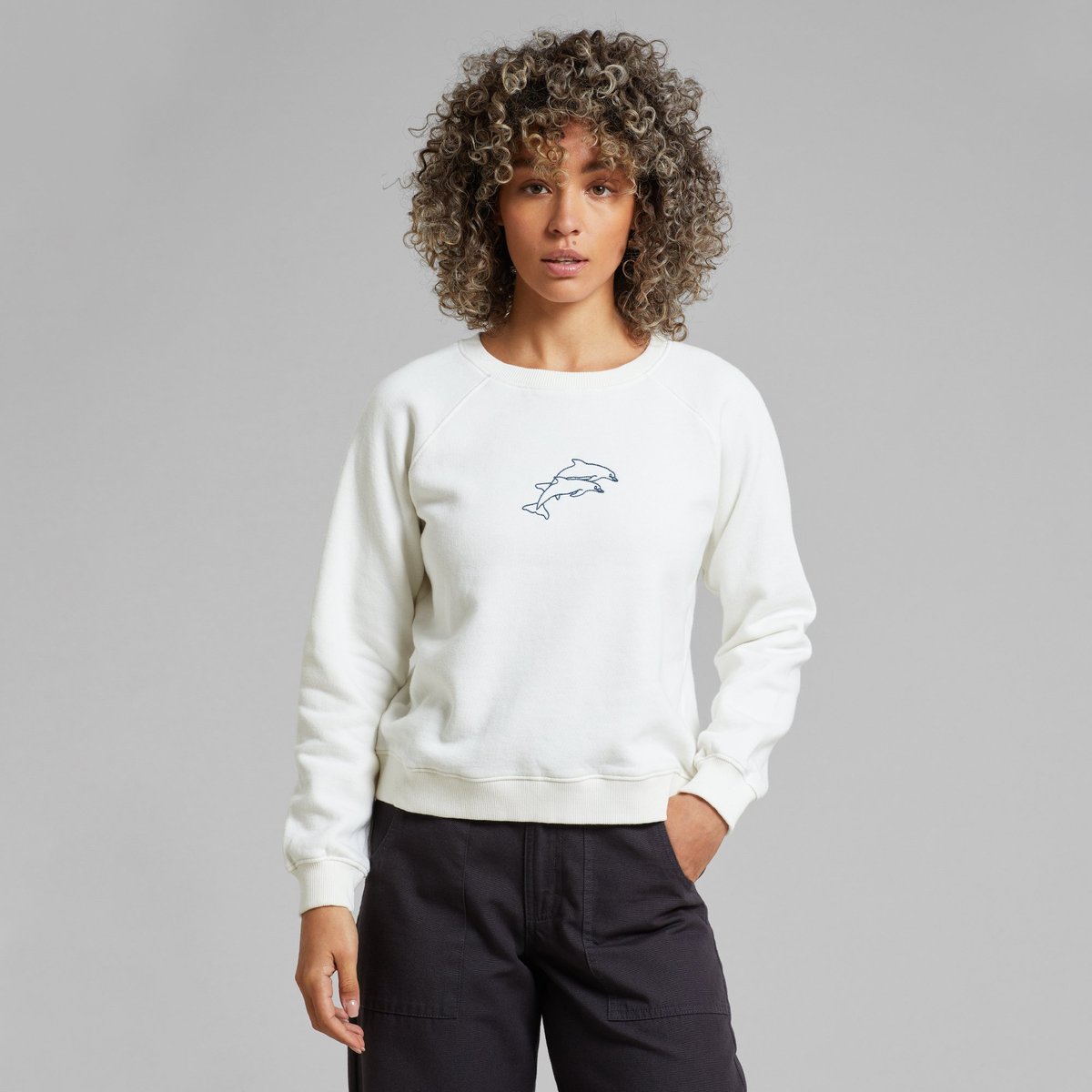 Sweatshirt Ystad Double Dolphin Emb Off White