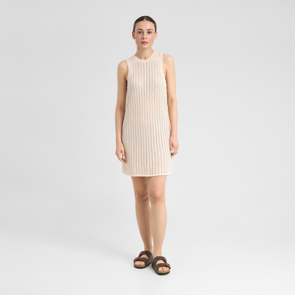 Knitted Dress Kramfors Crochet Vanilla White