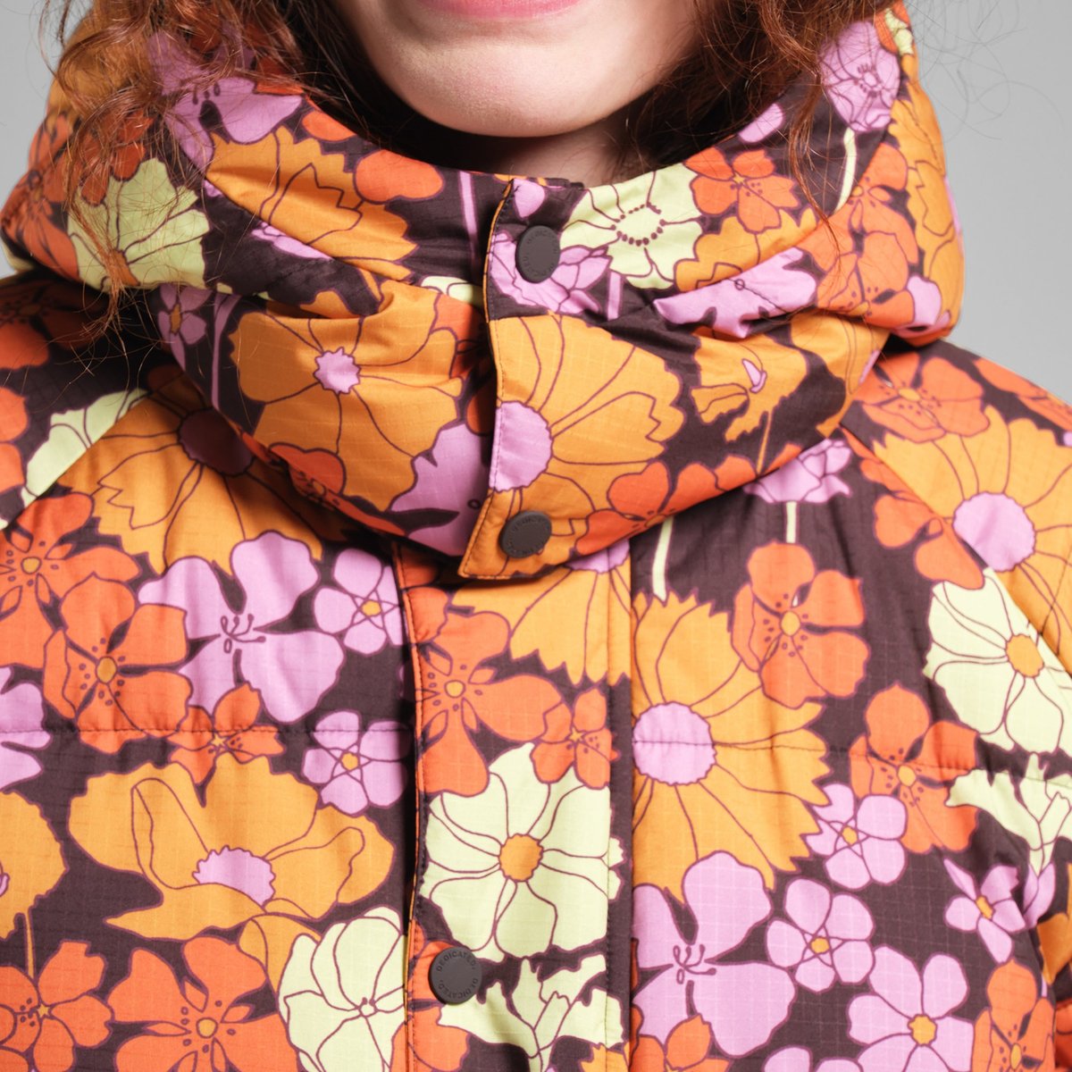 Long Puffer Jacket Karmas Flower Power Multi Color