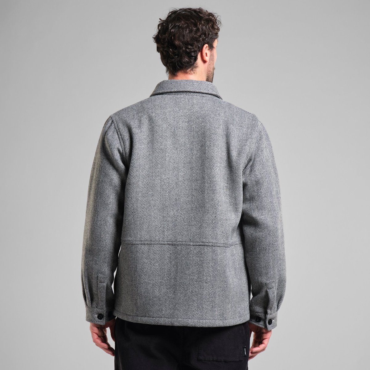 Wool Jacket Fagersta Herringbone Black