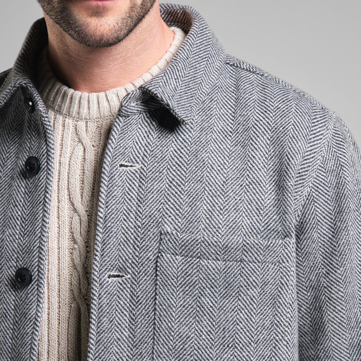 Wool Jacket Fagersta Herringbone Black